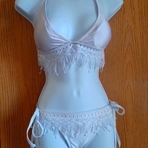 White Boho fringe Bikini